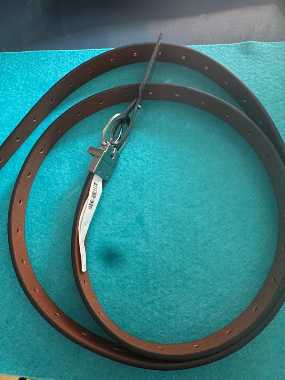 Women’s Reversible Black/Brown Leather Slim Belt with Silver Buckle 0176